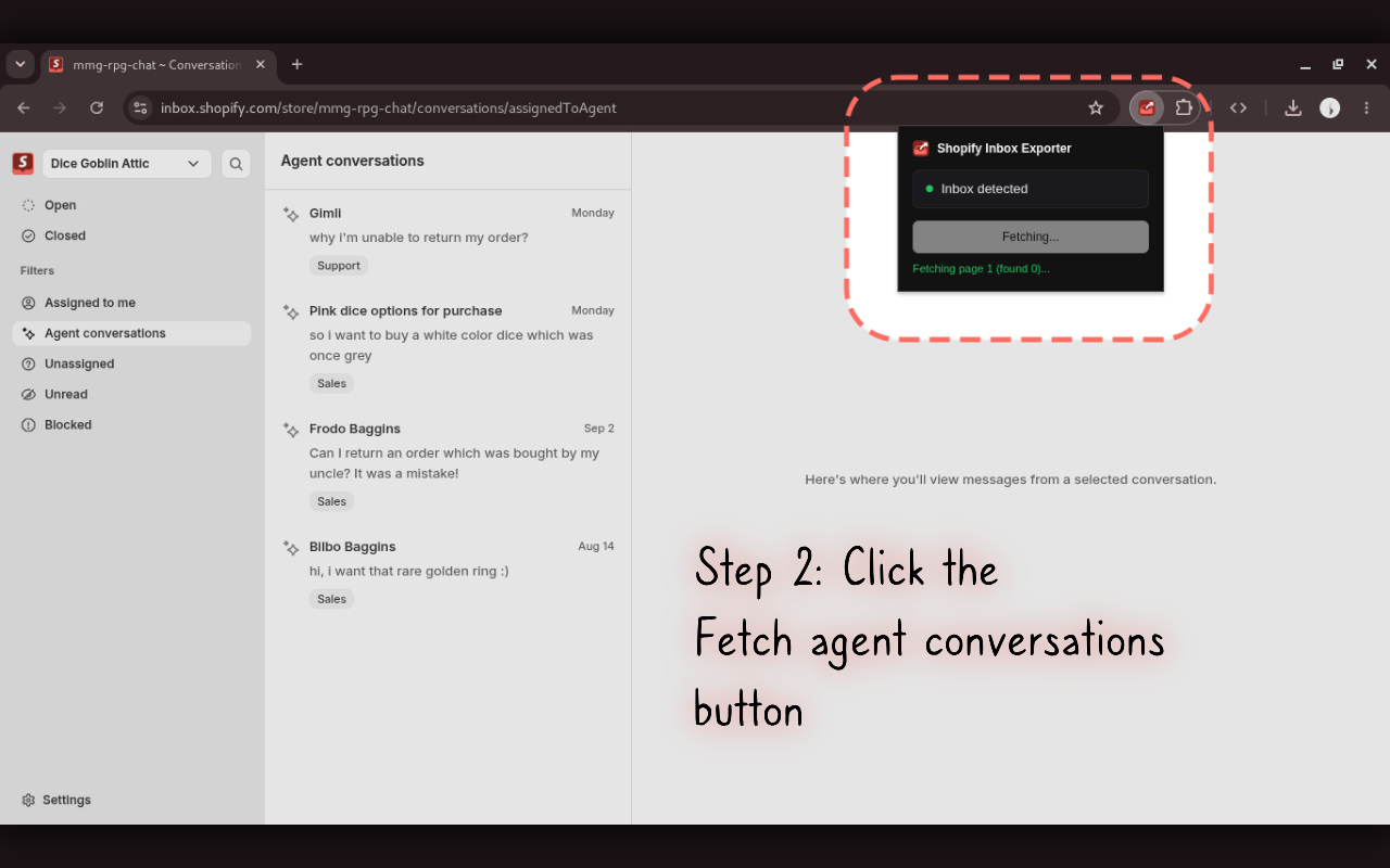 Helper detects Inbox and fetches Agent conversations